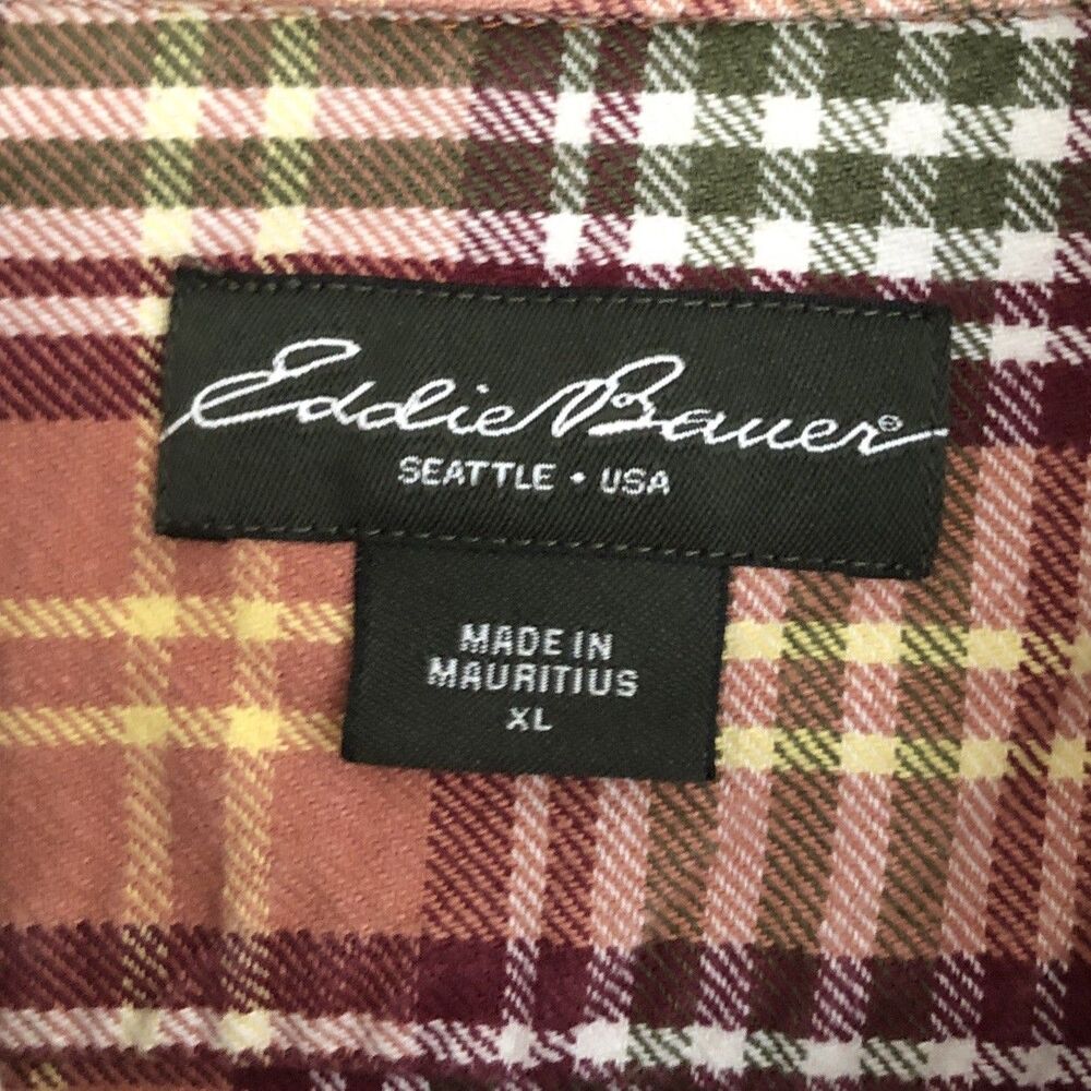 Eddie Bauer Woven Heavy Cotton Plaid Workwear Shirt Mens Sz XL Outdoors Gorpcore - Picture 4 of 14